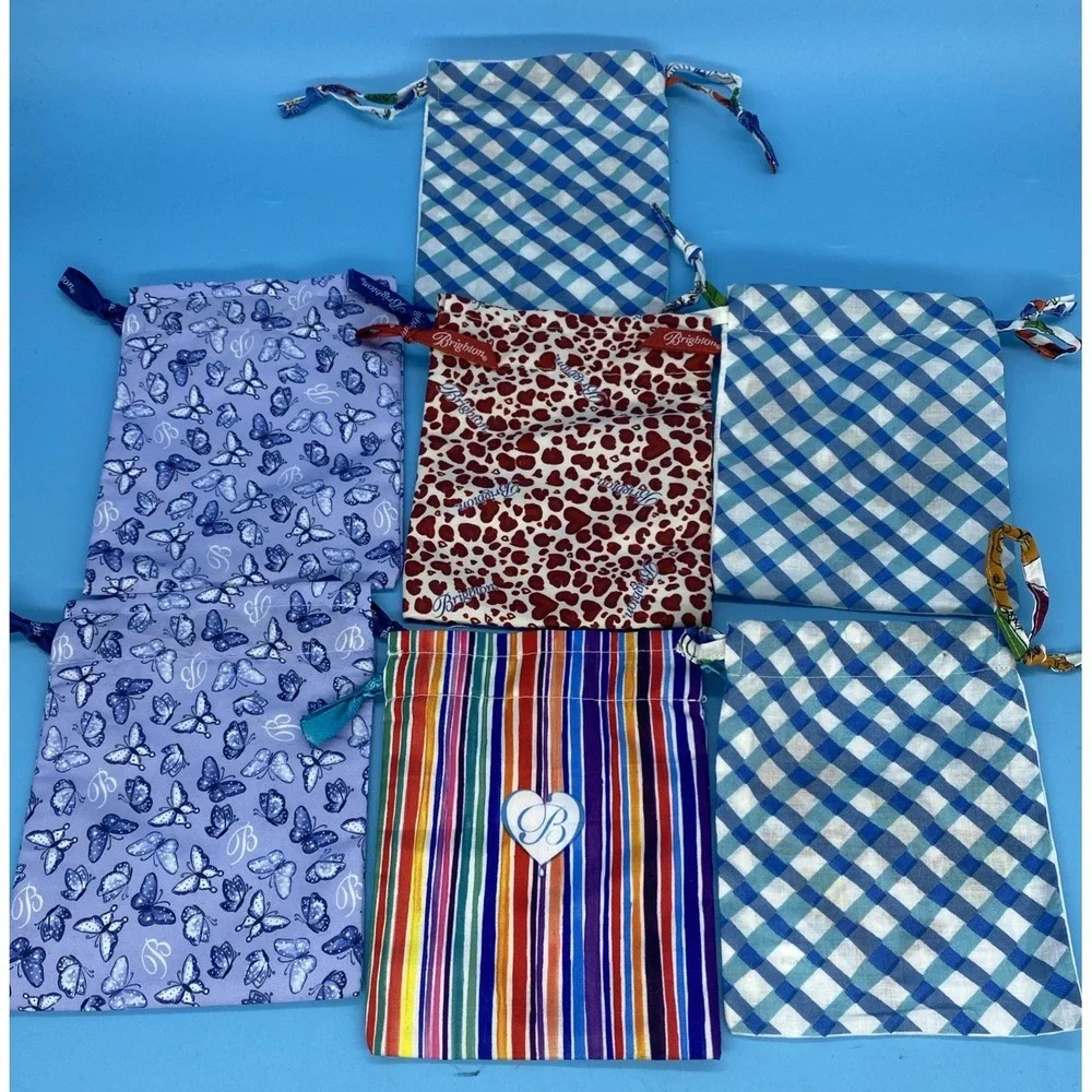 Lot of 7 Authentic Brighton Collectibles Fabric Drawstring Pouches